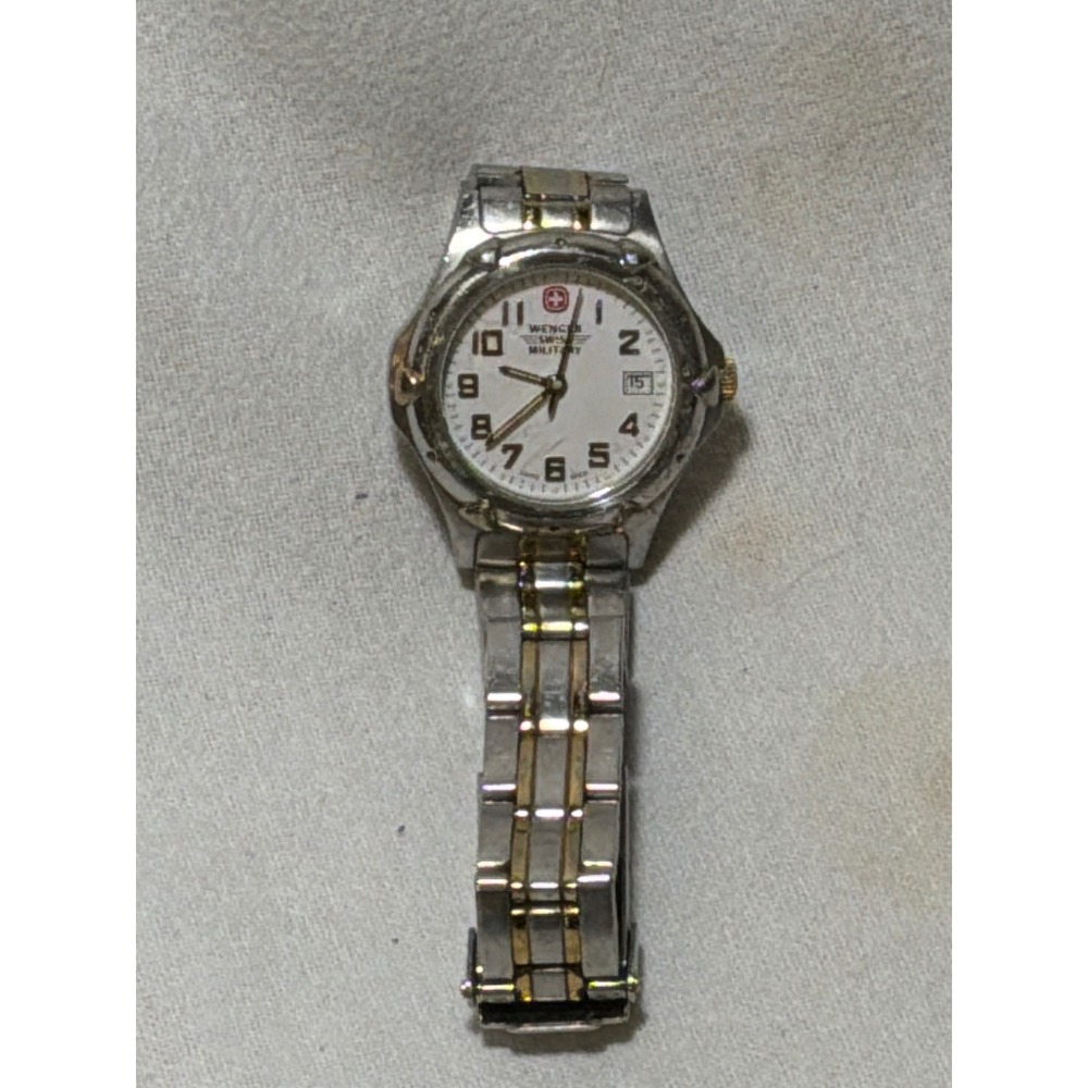 Wenger Swiss Military 79169 2 Tone Watch White Dial Date Window 100M
